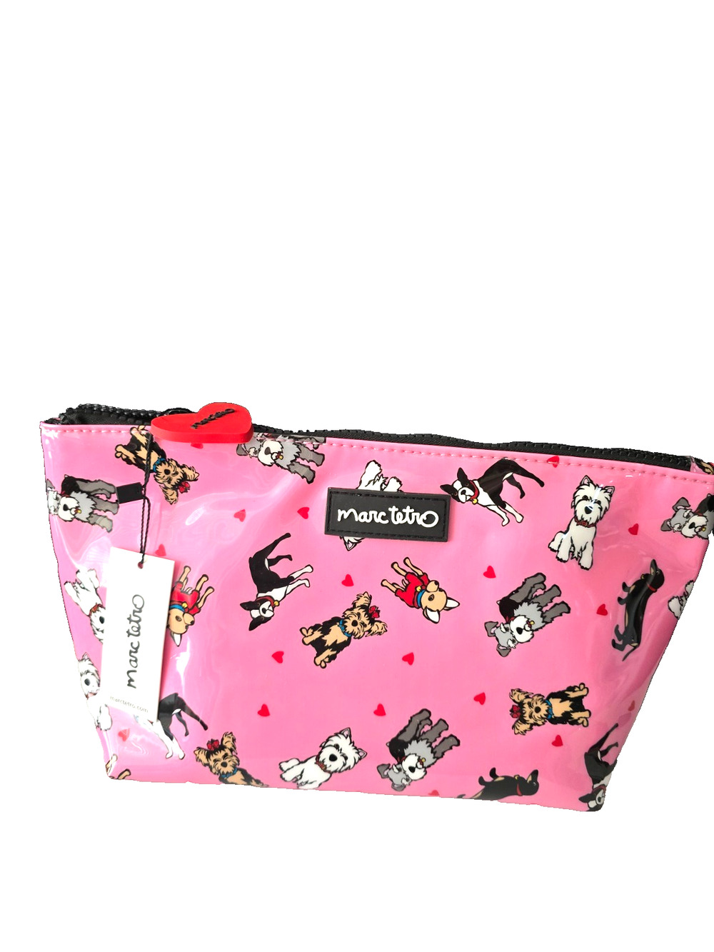 Marc Tetro Pink Dogs Makeup Cosmetic Travel Bag Zip Top